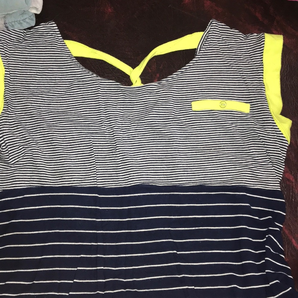 Striped Cross back Lose T-shirt